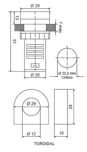 [FC22PKWA] Piloto kilowatímetro digital (tras cuadro) Ø 22,5 mm 230 a 380VAC ámbar. Mod. PKW22