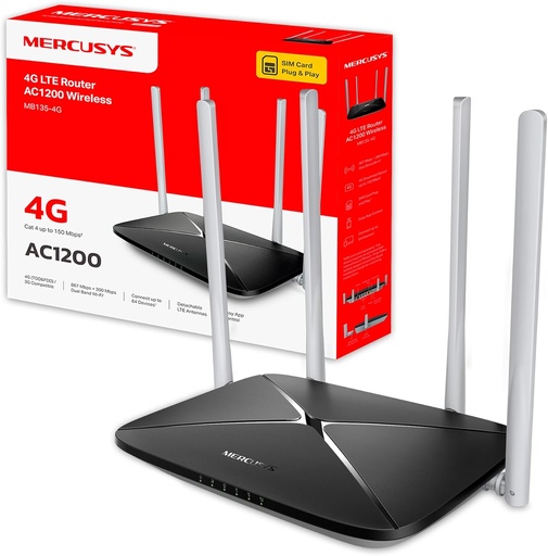 [MB1354G] Router 4G Wifi SIM CAT4 AC1200 Mercusys. Mod. MB135-4G