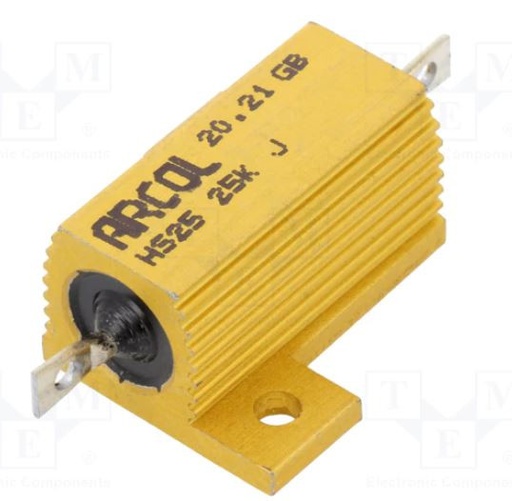 [HS250R22JTME] Resistencia de potencia con radiador atornillable 25W 0.22 Ohmios. Mod. HS25-0R22J