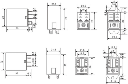 [LB2N220ATSTME] Relé electromagnético 2 ctos 230VCA 10A/240VCA. Mod. LB2N-220ATS