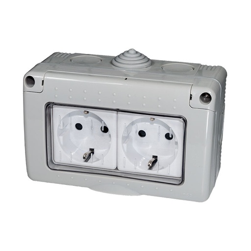 [LU1970] Doble base schuko estanca IP55 2p+TT 16A. Mod. 19071