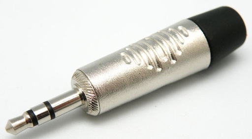 [4119NELG] Conector Jack 3.5mm estéreo macho metálico goma negra. Mod. 4119N