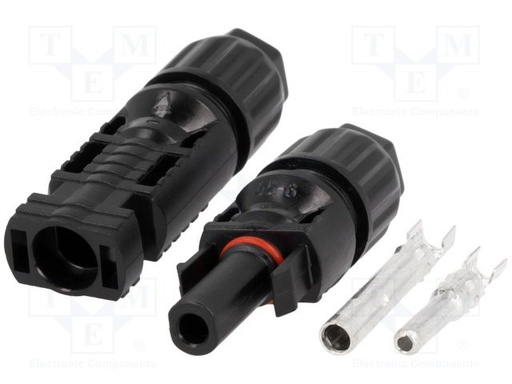 [SOLCON4] Conector solar macho + hembra recto 2,5 - 4mm2 con contactos. Mod. MC4