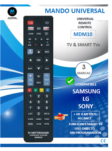 [MDM10SUR] Mando a distancia compatible Samsung, LG y Sony. Mod. MDM10