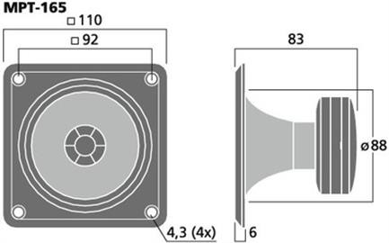 [MPT165MON] TWEETER PIEZO 110X100. Mod. MPT-165