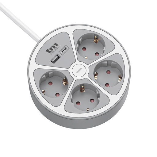 [TMUAD554CBFSK] Base múltiple 4 tomas + USB + USB C 12W 1.5 metros. Mod. TMUAD554CB