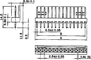 [NS25W4PTME] Conector placa macho NS25 2,54mm PIN: 4 THT.  Mod. NS25-W4P