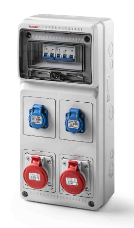 [6525FAM] Armario completo y cableado 2 tomas schucko 2p+TT 16A + 2 tomas 3P+TT 16A Famatel. Mod. 6525