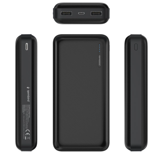 [PB2001DMI] POWERBANK GEMBIRD 20000mAh 1x microUSB A 2x USB-A NEGRO. Mod. PB20-01