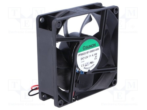 [PF80251B1A99TME] Ventilador 12VCC 80x80x25mm SUNON. Mod. PF80251B1-000U-A99