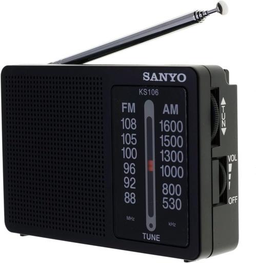 [KS106SIL] Radio portátil negro AM FM Sanyo. Mod. KS106BLK