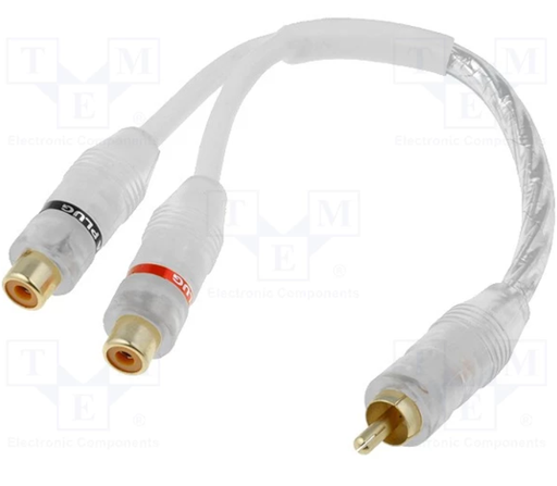 [RCAWHY12TME] Cable Y 1 RCA macho a 2 RCA hembra para amplificador blanco. Mod. RCA-WH.Y1/2