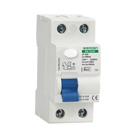 [WE9305DAY] Interruptor diferencial 2P 40A 30mA Werden. Mod. WE-9305