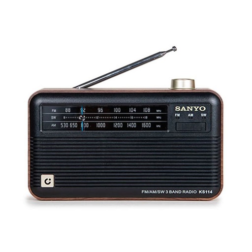 [KS114BLK] Radio portátil Am/Fm/Sw Recargable Sanyo. Mod. KS114BLK