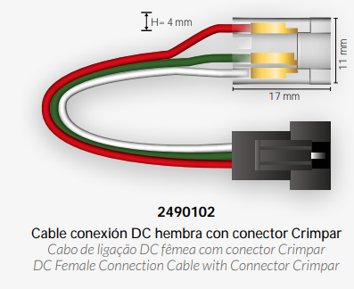 [2490102] Cable conexión DC 3 pin Cob hembra conector tira 10mm. Mod. 2490102