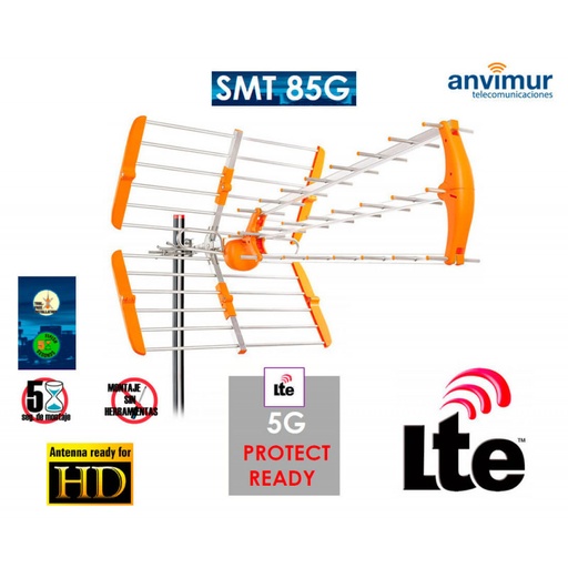[SMT85WSUR] Antena TDT HD 18dBi con Filtro LTE700. Mod. SMT85G
