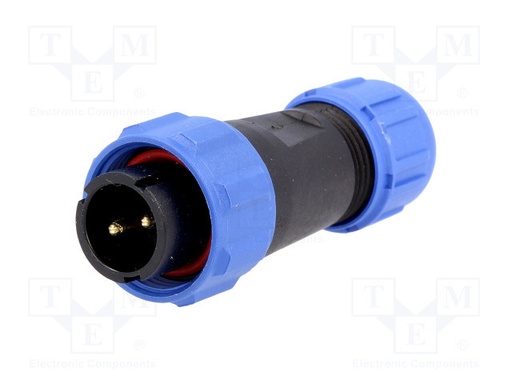 [SP1310P2] Conector macho SP13 2 PIN IP68 13A soldar 250V. Mod. SP1310/P2