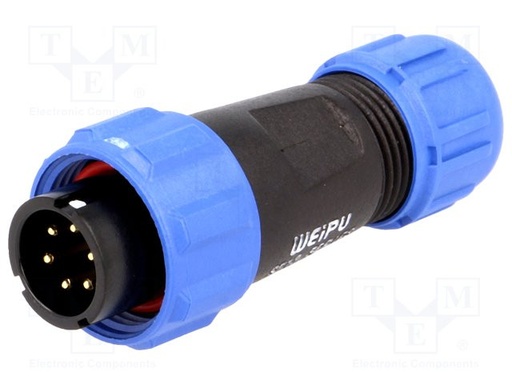 [SP1310P6] Enchufe macho SP13 PIN:6 IP68 4÷6,5mm 5A para soldar 125V. Mod. SP1310/P6