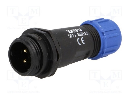 [SP1311P2] Conector macho SP13 2 PIN IP68 13A soldar 250V. Mod. SP1311/P2