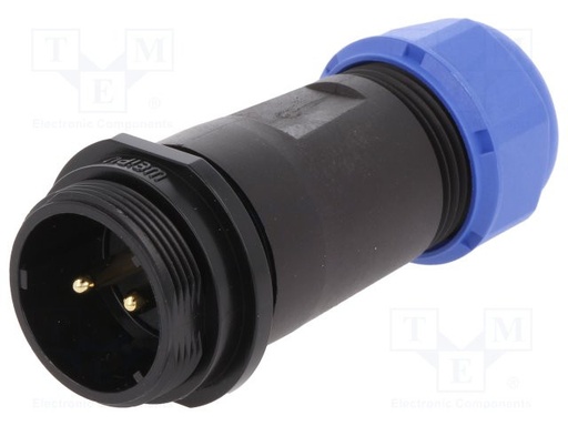 [SP2111P2] Enchufe macho SP21 PIN:2 IP68 7÷12mm para soldar 500V 4mm2. Mod. SP2111/P2