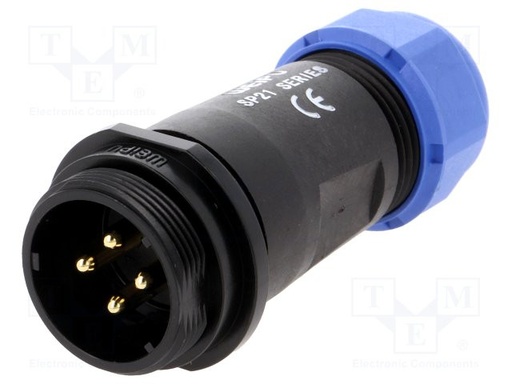 [SP2111P4TME] Enchufe macho SP21 PIN:4 IP68 7÷12mm para soldar 500V 4mm2. Mod. SP2111/P4