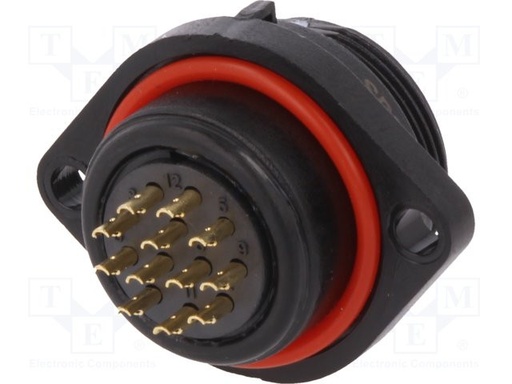 [SP2113P12] Conector macho chasis PIN: 12 IP68 para soldar 400V 5A. Mod. SP2113/P12