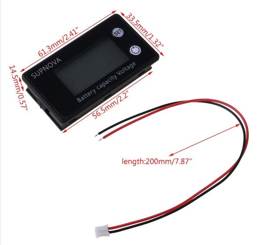 [SUPNOVA] Voltímetro panel con indicador carga 8 - 100VDC LiFePO4. Mod. SUPNOVA