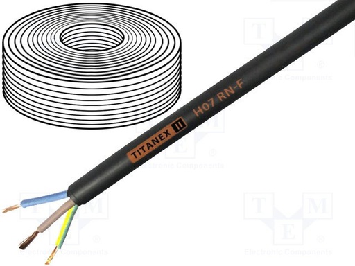 [NEXA10055523] Cable H07RN-F Cu 3G1,5mm2 goma negro 450/750V Clase:5. Mod. TITANEX3X1.5