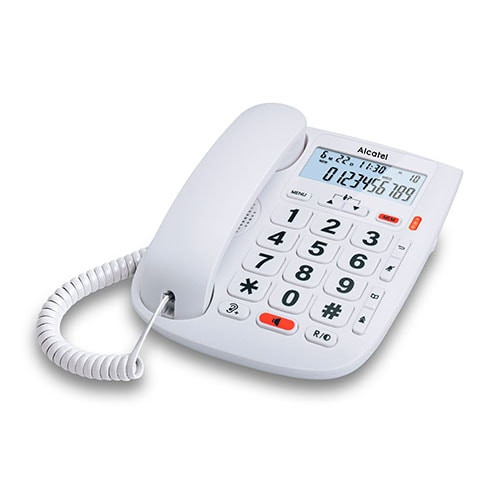 [TMAX20TME] Teléfono fijo sobremesa blanco con teclas grandes Alcatel. Mod. TMAX20