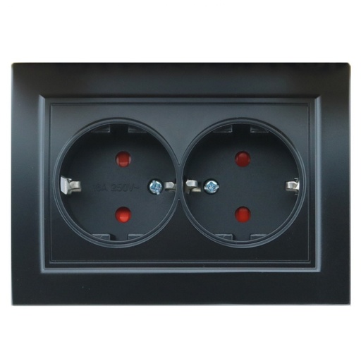 [EP15B] Enchufe Doble Schuko negro EP Wesa. Mod. EP-15-B