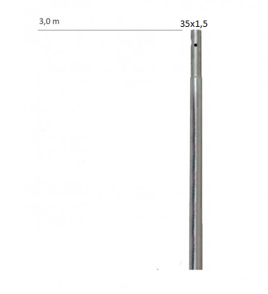[TP01310] Mástil galvanizado enchufable 3000X35X1.5 mm. Mod. TP01310