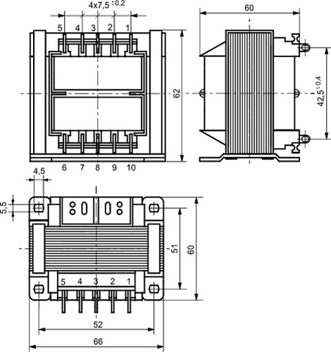 [TS40018TME] Transformador 40VA 230VCA a 2x12V 2x1,6A. Mod. TS40/018