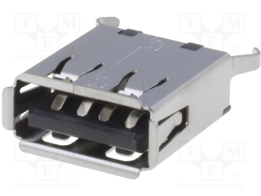 [USBASVTTME] Conector hembra USB A THT recto V USB 2.0 dorado. Mod. 3948