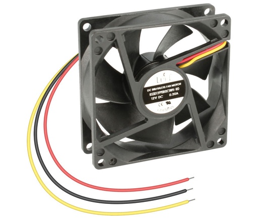 [VEN031ELM] Ventilador 12VDC 80x80x25mm cojinete fricción 3 hilos . Mod. VEN031