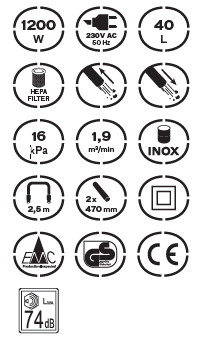 [VIASL40] Aspirador industrial sólidos y líquidos 1200W 40L. Mod. VIASL40