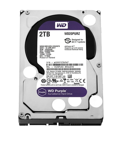 [WD23PURZ] Disco duro Western Digital Purple 2000GB Videovigilancia