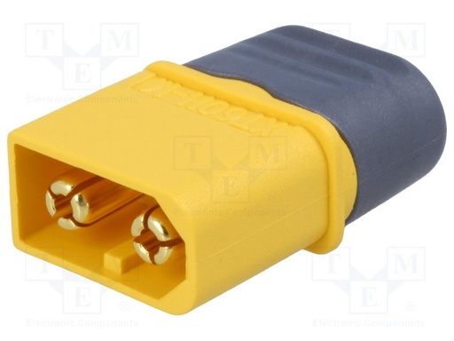 [XT60HMTME] Conector de alimentación DC XT60 macho aéreo 2 pin. Mod. XT60H-M