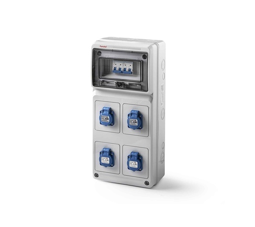 [6522FAM] Armario completo y cableado 4 tomas schucko 2p+TT 16A Famatel. Mod. 6522