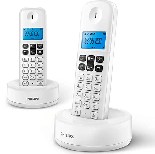 [D1612W34] Teléfono inalámbrico Dúo blanco de Philips. Mod. D1612W/34