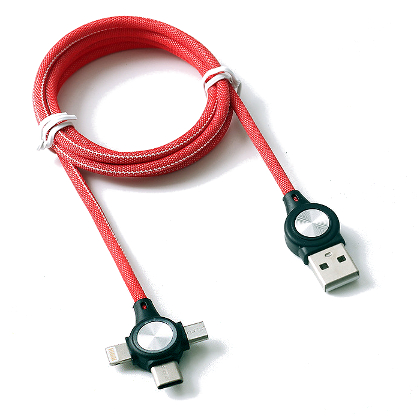 [IN4000032] Conexión USB macho 3 en 1 micro USB, lighting y tipo C 2A 1metro. Mod. IN40-00032