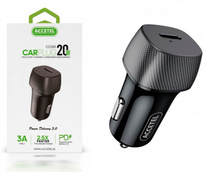 [CC290SSUR] Cargador Coche Carga Rápida Puerto Type-C PD 20W 3.0A. Mod. CC290S