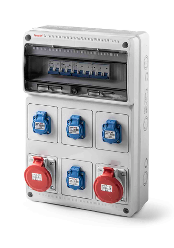 [6532FAM] Armario completo y cableado 4 tomas schucko 2p+TT 16A + 2 tomas 3P+TT 32A Famatel. Mod. 6532