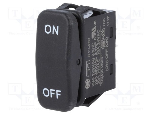 [R13258I01BB9] Interruptor 3 posiciones con retorno (ON)-OFF-(ON) 10A 250V. Mod. R13-258I-01-BB-9