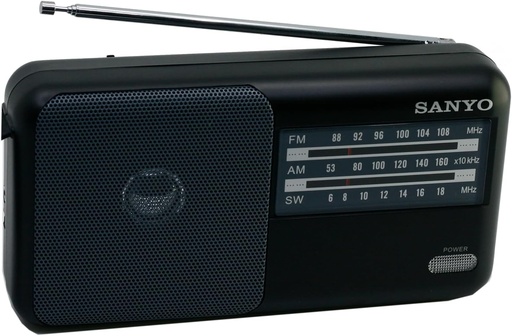 [KS120P] Radio analógica sobremesa negra a pilas Sanyo. Mod. KS120P