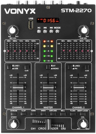 [STM2270] Mesa de mezclas DJ 2 canales bluetooth MP3/USB Vonyx. Mod. STM-2270