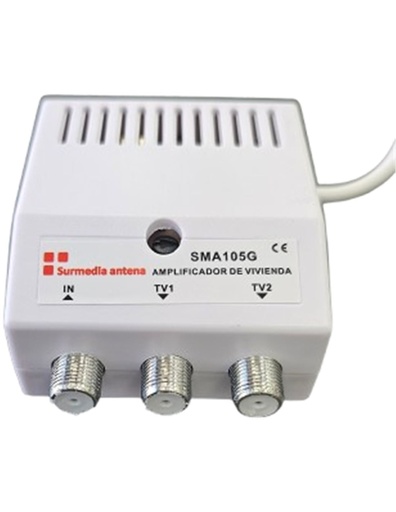 [SMA105G] Amplificador interior MINI 5G 2 salidas 25dB UHF/UHF. Mod. SMA105G