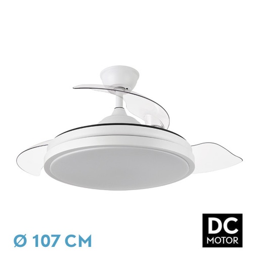 [214591301FAB] Ventilador techo aspas retráctiles 59W blanco 107cm Escorpión. Mod. 214591301