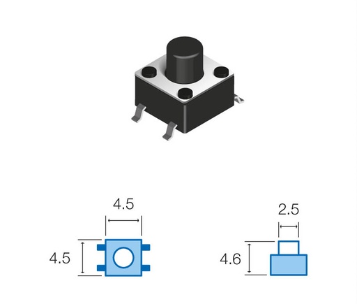 [SW051] Micropulsador tacto SMD 4.5X4.5X2.5 mm. Mod. SW051