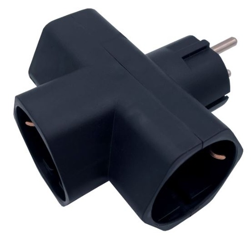 [103000030GSC] Adaptador bipolar Ladrón triple salida Negro. Mod. 103000030