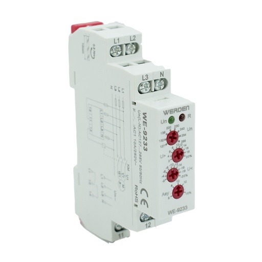 [WE9233DAY] Relé de control de tensión y fase 3P+N. Mod. WE9233